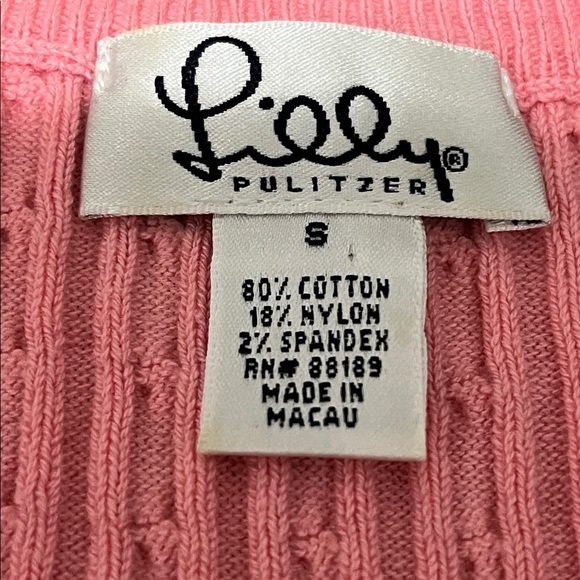 Lilly Pulitzer Soft Knit Button Front Crewneck Cardigan and Tank Top Pink - Picture 13 of 13